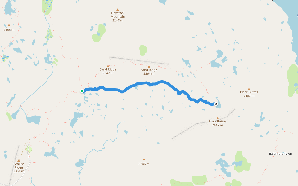 Glacier Lake Trail walking route map in Baltimore Town