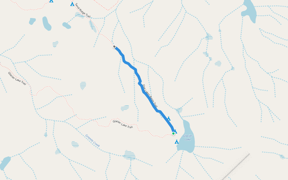 Five Lakes Basin Trail walking route map in Baltimore Town
