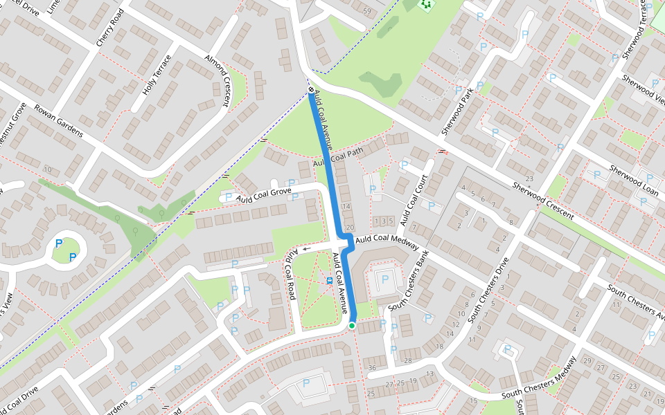 Auld Coal Avenue walking route map in Bonnyrigg