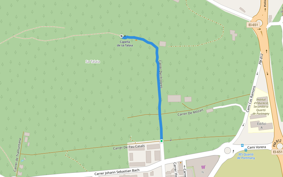 Carrer Del Progres walking route map in Sant Antoni de Portmany