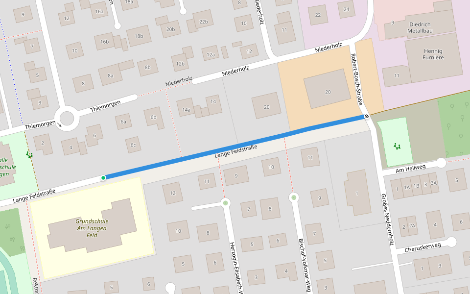 Lange Feldstraße walking route map in Gehrden