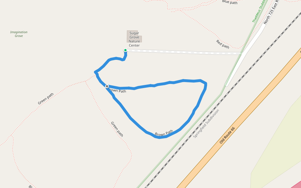 Brown Path walking route map in McLean
