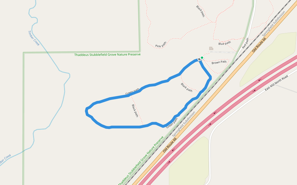 Green path walking route map in McLean