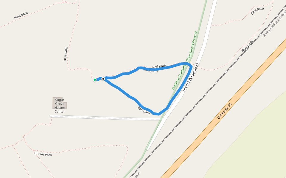 Red path walking route map in McLean