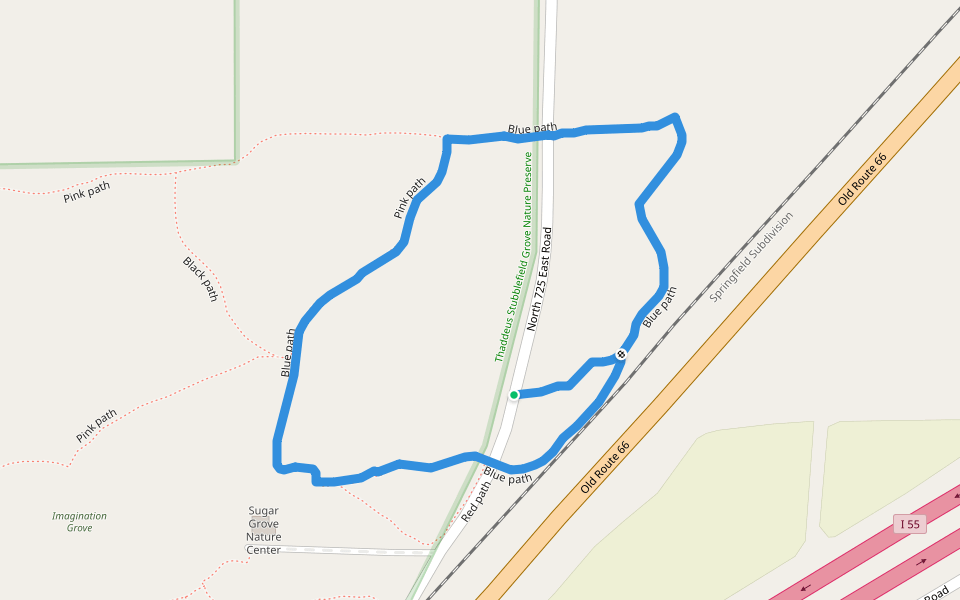 Blue path walking route map in McLean