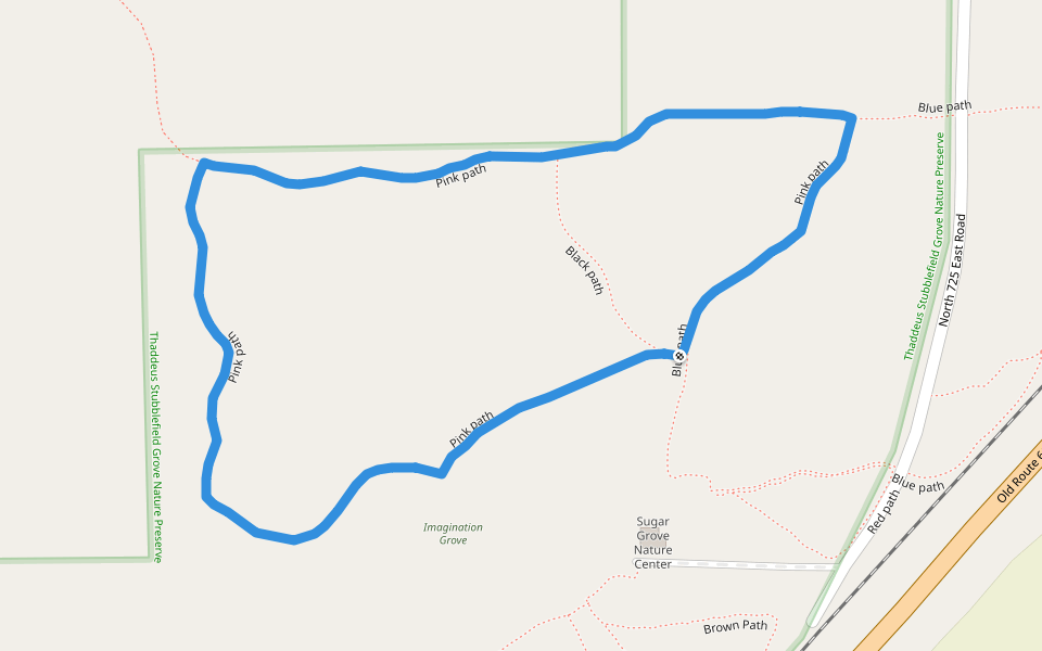 Pink path walking route map in McLean