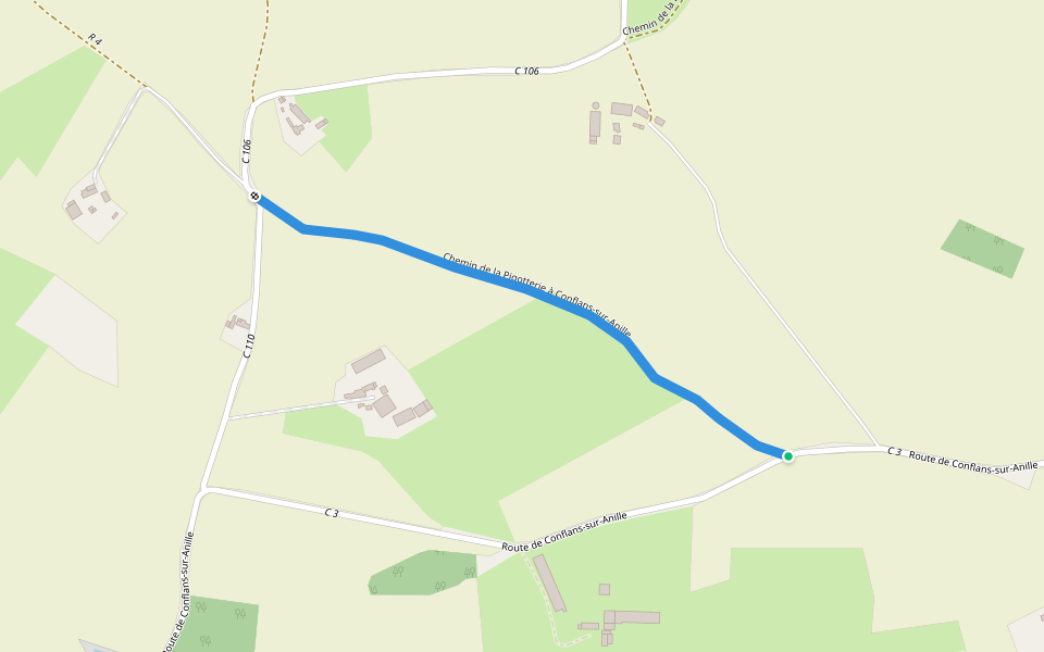 Chemin de la Pigotterie à Conflans-sur-Anille walking route map in Montaillé