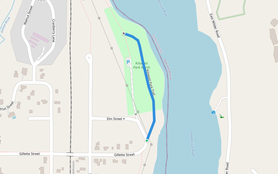 Kilowatt Park Trail walking route map in Hartford
