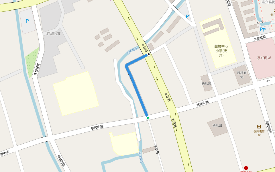 西城步行街 walking route map in Tai Zhou Shi