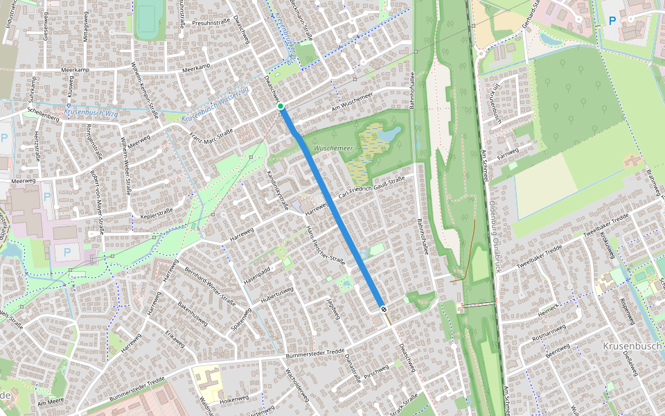 Dwaschweg walking route map in Oldenburg