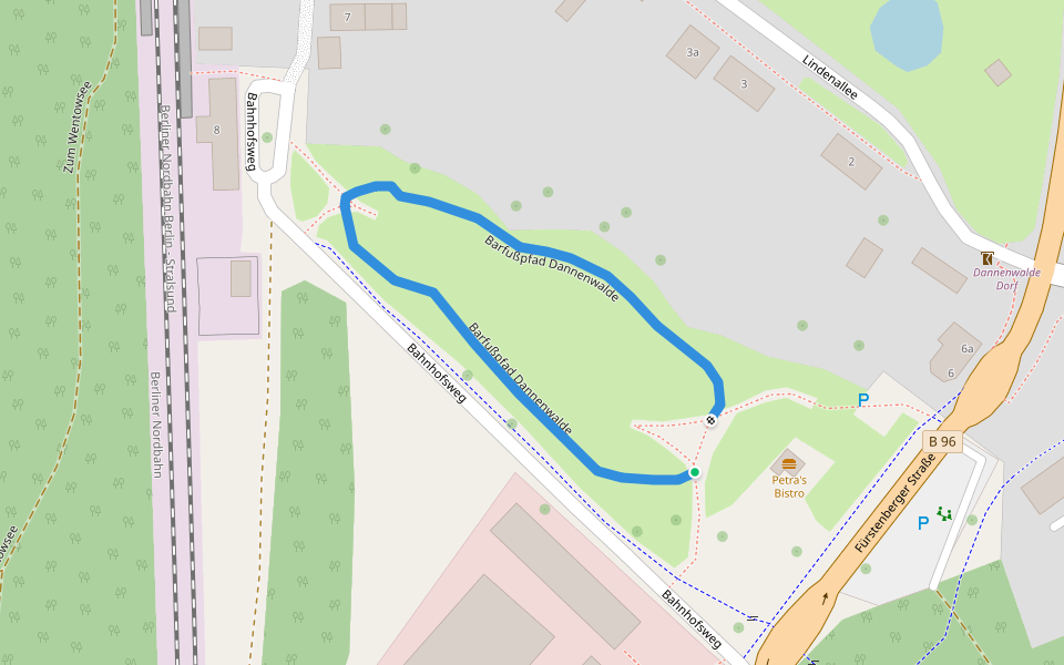 Barfußpfad Dannenwalde walking route map in Gransee