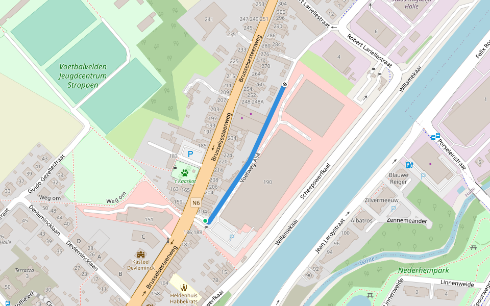 Voetweg A54 walking route map in Halle