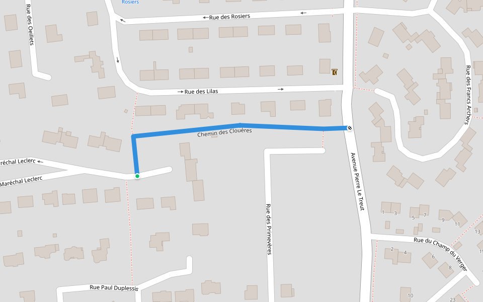 Chemin des Clouères walking route map in Châteaugiron