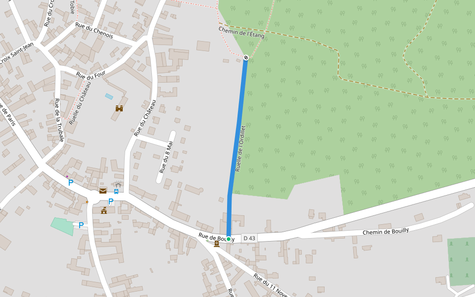 Ruelle de l'Ordillet walking route map in Mont-Saint-Sulpice
