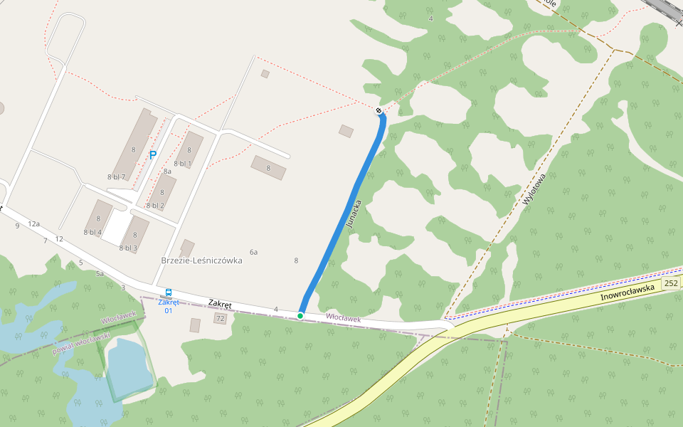 Junacka walking route map in Włocławek