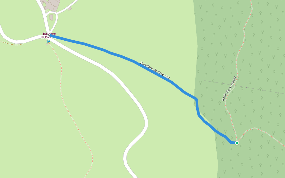 Buissière de Potensac walking route map in Millau