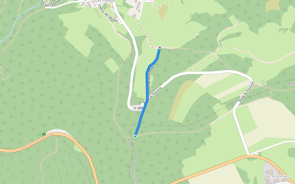 Chemin de Pierre d'Eau walking route map in Roussillon-en-Morvan