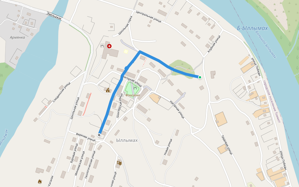 Теплотрасса walking route map in Ыллымах (алданский)