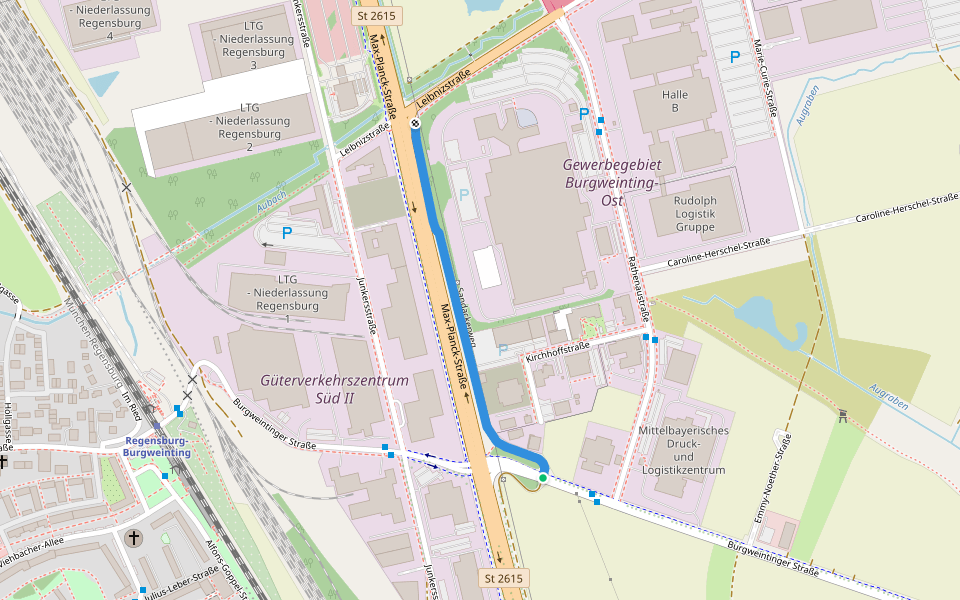 Sandackerweg walking route map in Regensburg