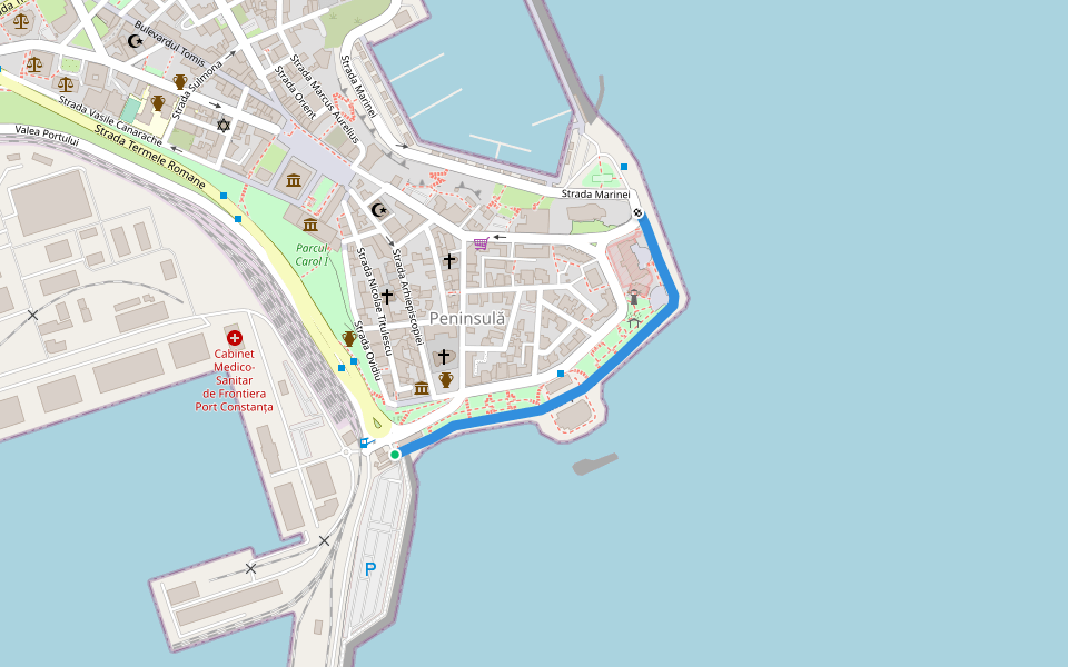 Faleza promenadă Cazino walking route map in Cuiugiuc