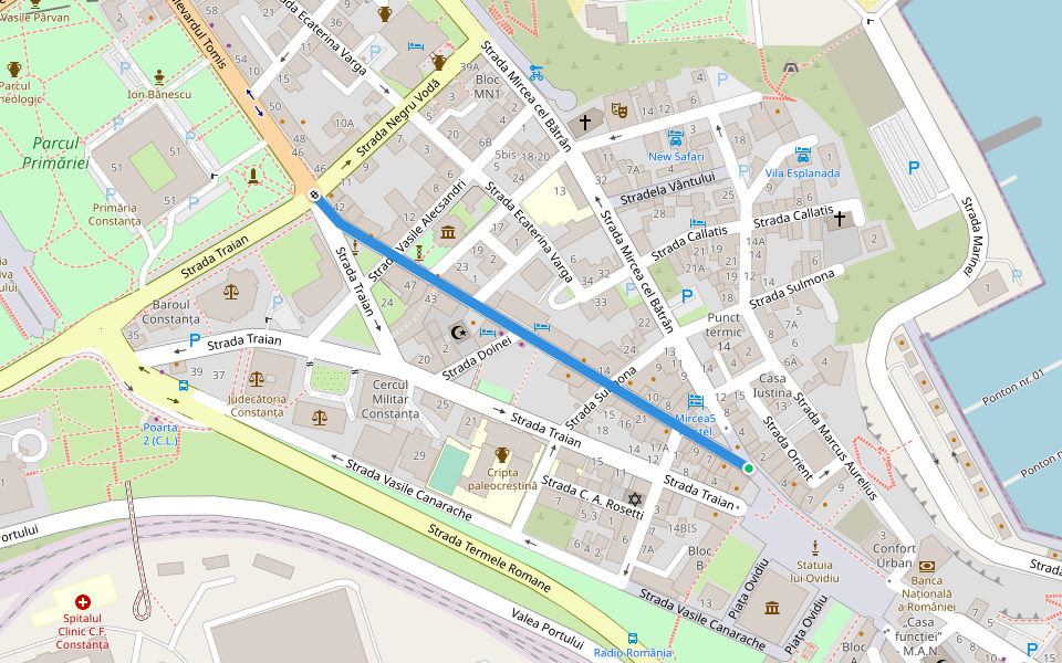 Bulevardul Tomis walking route map in Cuiugiuc