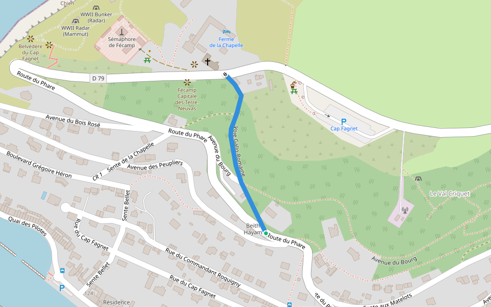 Voie Gallo-Romaine walking route map in Fécamp