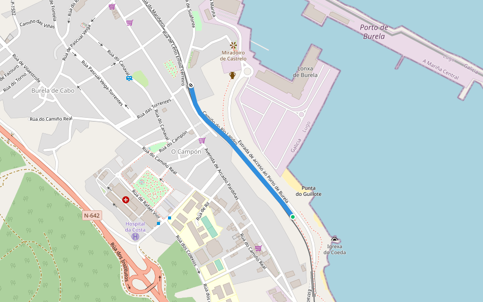 Camiño do Río Landro walking route map in Burela