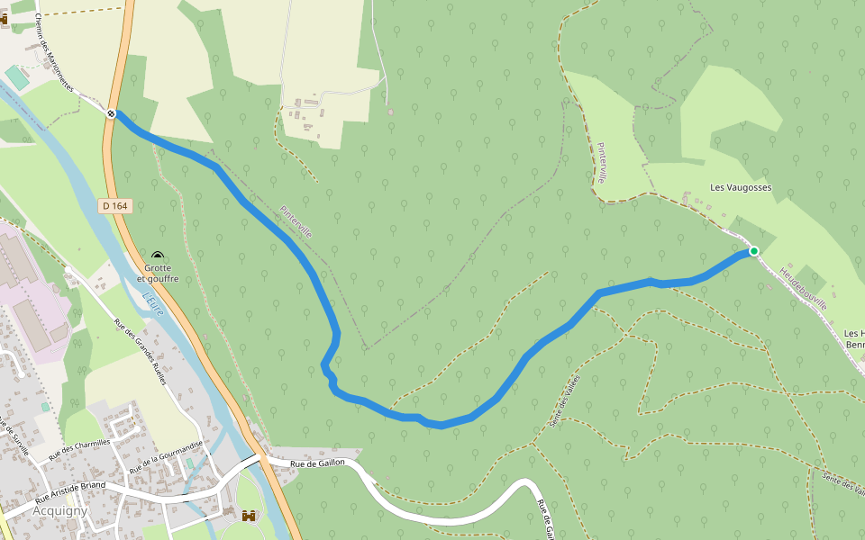 Sente Saint-Lieunard walking route map in Heudebouville