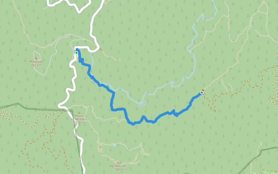 Μονοπάτι Κιόνια - Προφήτης Ηλίας walking route map in Lazanias
