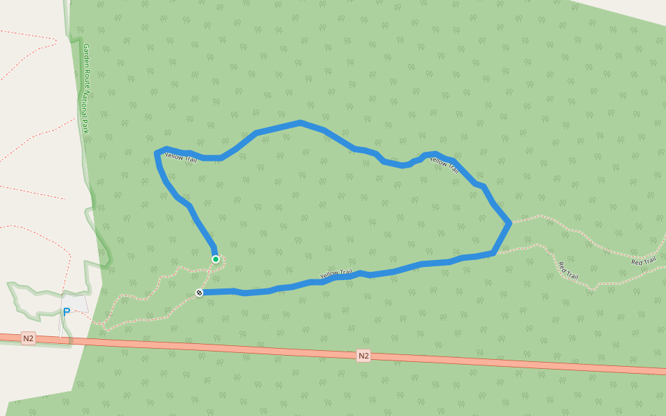 Yellow Trail walking route map in Stormsrivier