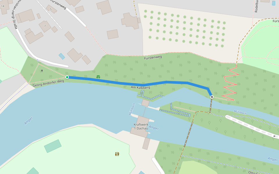 Am Kalkberg walking route map in Dachau