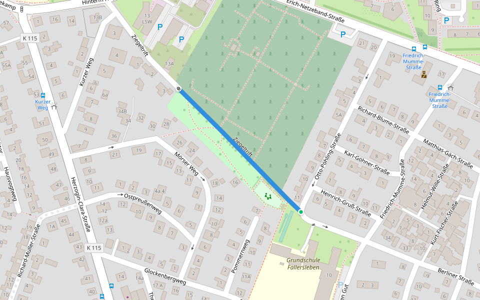 Ziegeltrift walking route map in Wolfsburg