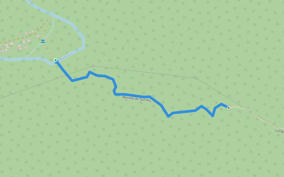 Montée de Tamanu walking route map in Fa'a'ā