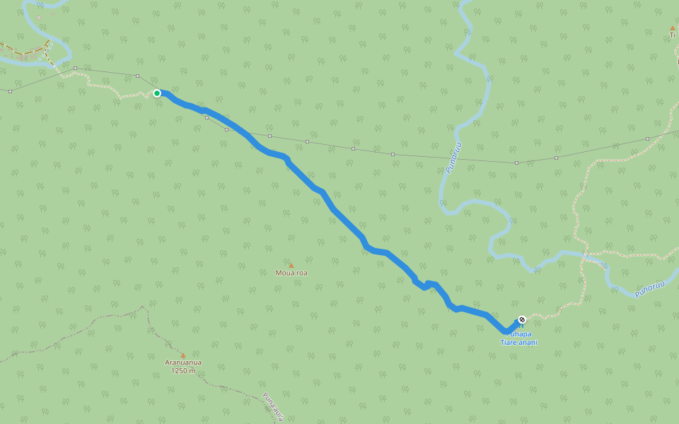 Longue Descente walking route map in Puna'auia
