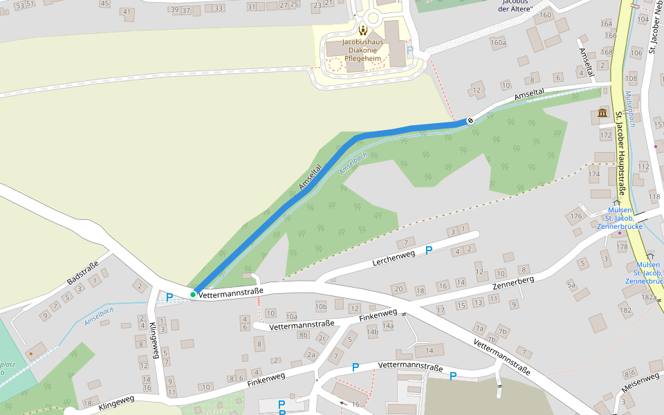 Amseltal walking route map in Mülsen