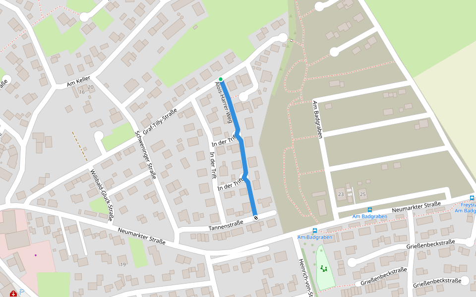 Alois-Harrer-Weg walking route map in Freystadt