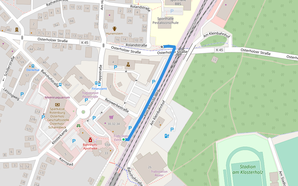 Kurt-Albrecht-Weg walking route map in Osterholz-Scharmbeck