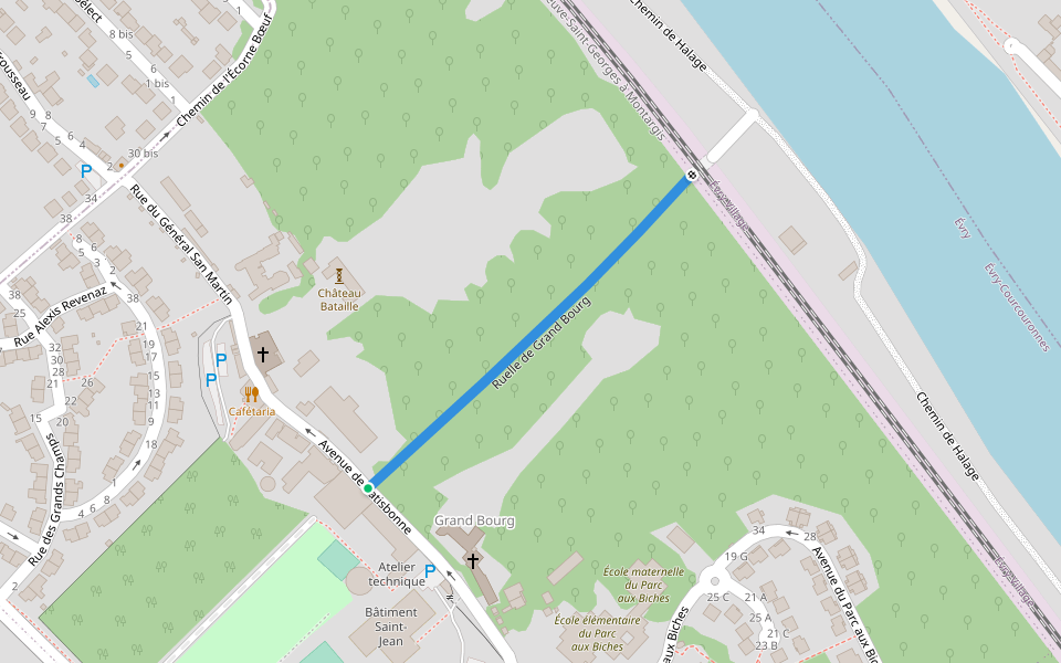 Ruelle de Grand Bourg walking route map in Évry-Courcouronnes