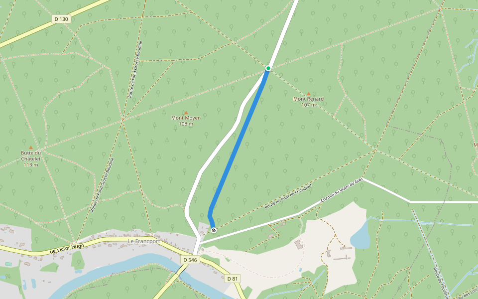 Route du Mont Renard walking route map in Choisy-au-Bac