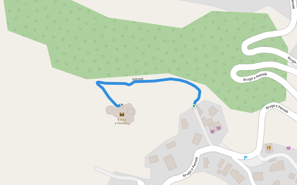 Petrelë walking route map in Petrelë