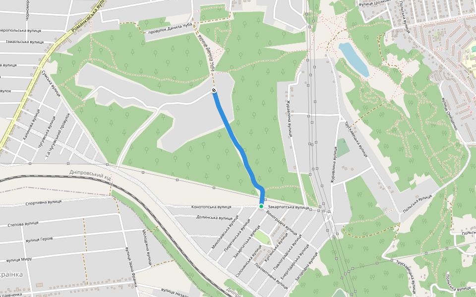 улица Данила Чуба walking route map in Kamianske