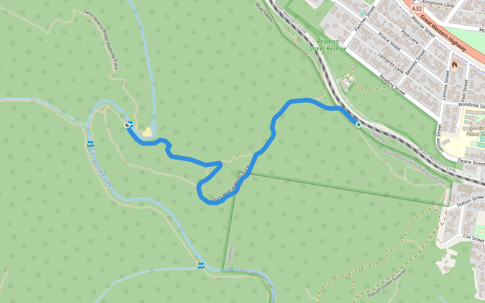 Duck Hole Walking Track walking route map in Glenbrook