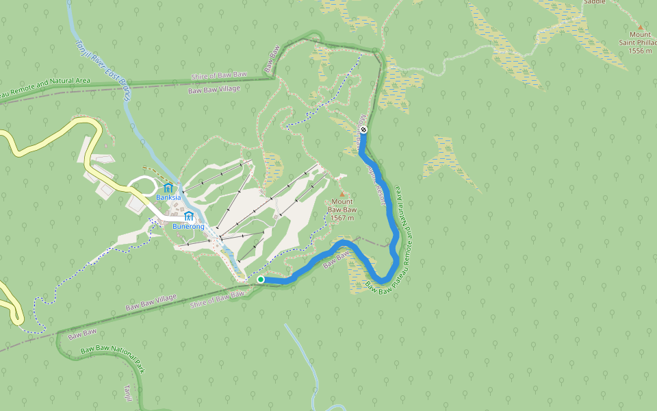 Village Trail (East) walking route map in Baw Baw Village
