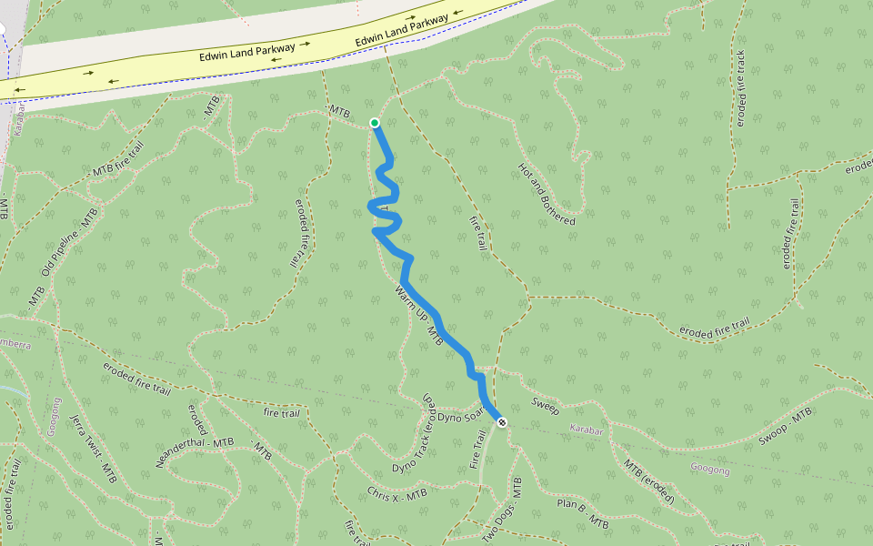 Warm Up - MTB walking route map in Karabar