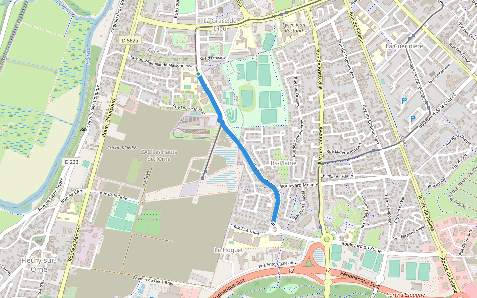 Avenue du 19 Mars 1962 walking route map in Fleury-sur-Orne