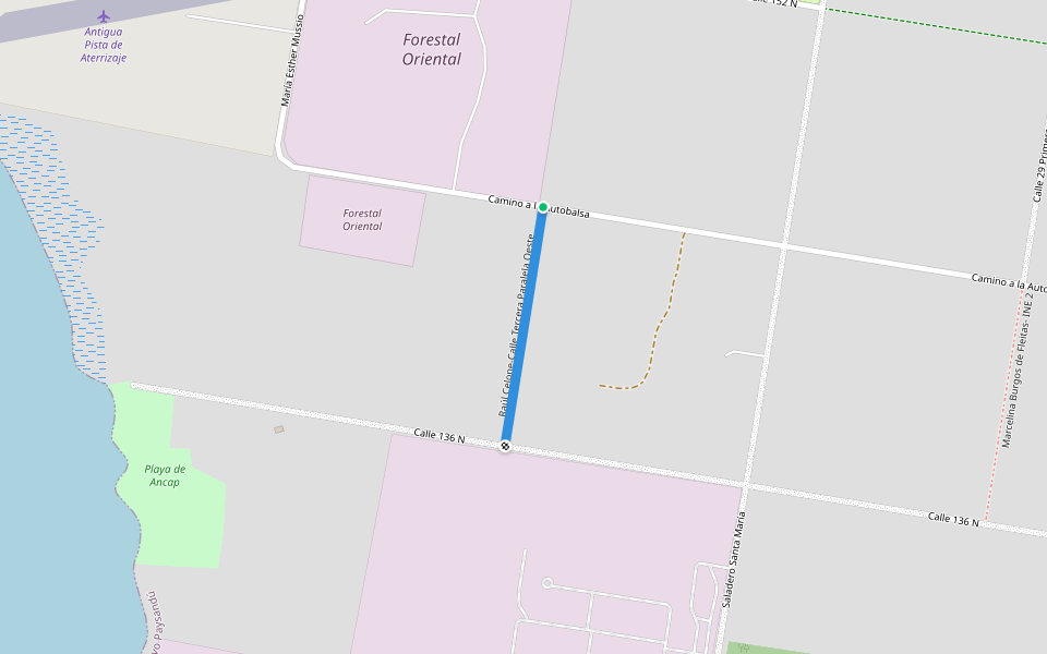 Raúl Celone-Calle Tercera Paralela Oeste walking route map in Nuevo Paysandu