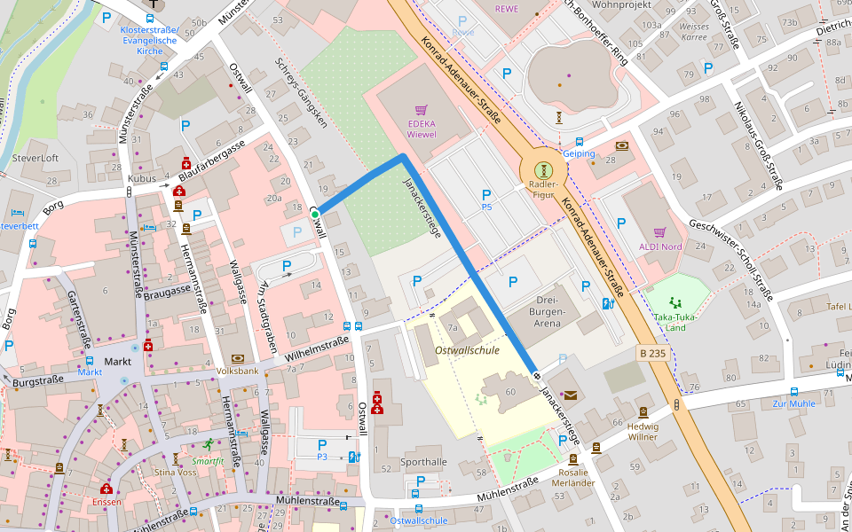 Janackerstiege walking route map in Lüdinghausen