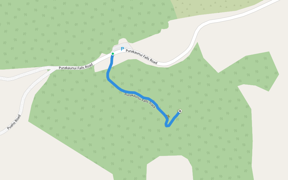 Purakaunui Falls Track walking route map in Tarara