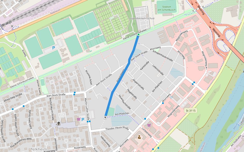 Anwandeweg walking route map in Aschaffenburg