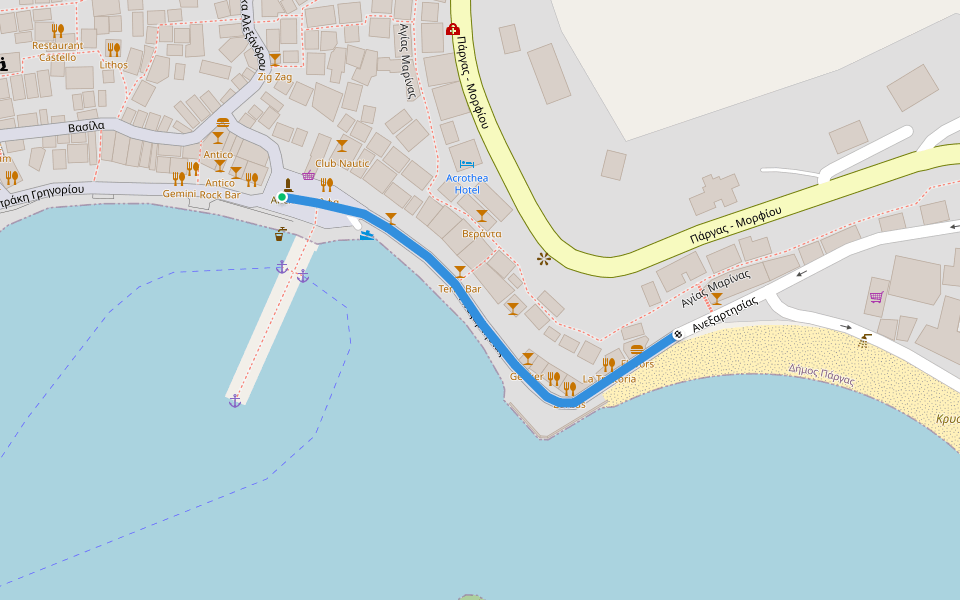 Ανεξαρτησίας walking route map in Parga